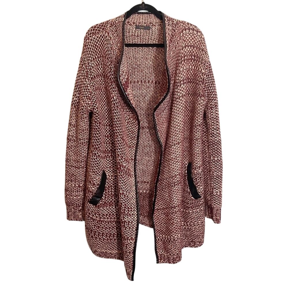 THML Womens Open Front Long Sleeve Heavy Knit Cardigan Sweater Brown Large